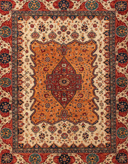 Abstract Saffron Red Modern Rug, abs4184
