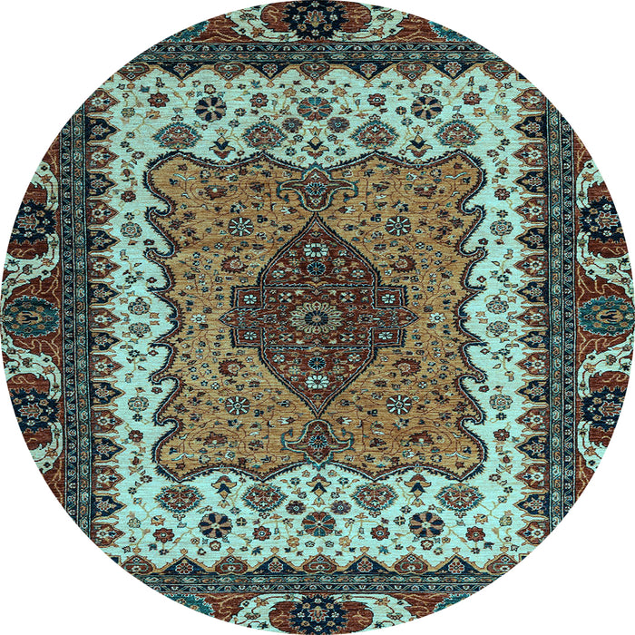 Round Abstract Light Blue Modern Rug, abs4184lblu