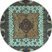 Round Abstract Light Blue Modern Rug, abs4184lblu