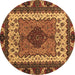 Round Abstract Brown Modern Rug, abs4184brn