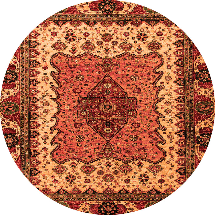 Round Abstract Orange Modern Rug, abs4184org