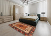 Abstract Saffron Red Modern Rug in a Bedroom, abs4184