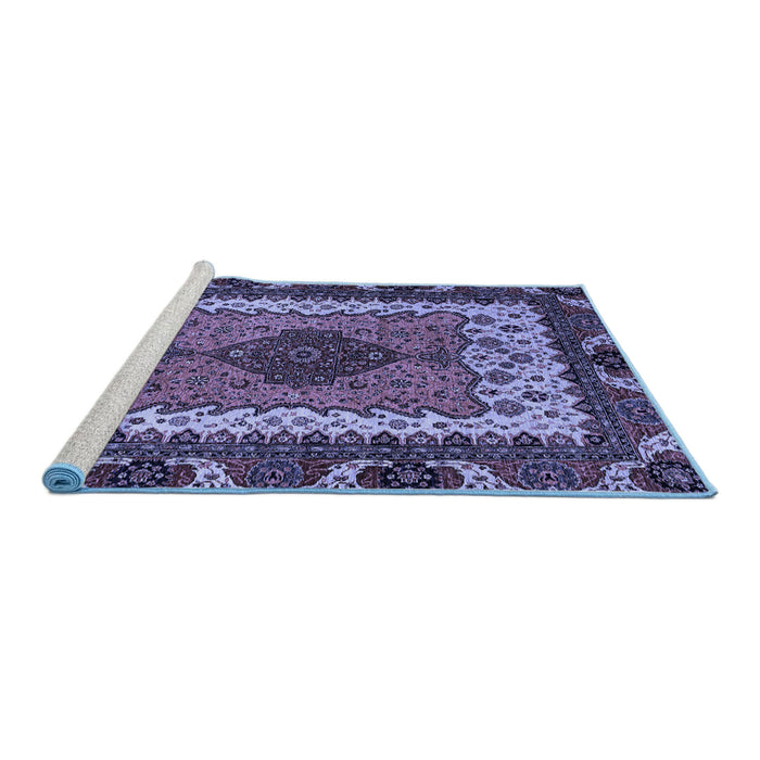 Sideview of Machine Washable Abstract Blue Modern Rug, wshabs4184blu