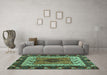 Machine Washable Abstract Turquoise Modern Area Rugs in a Living Room,, wshabs4184turq