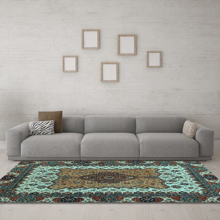 Machine Washable Abstract Light Blue Modern Rug in a Living Room, wshabs4184lblu