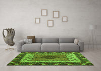 Machine Washable Abstract Green Modern Rug, wshabs4184grn