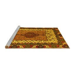 Sideview of Machine Washable Abstract Yellow Modern Rug, wshabs4184yw