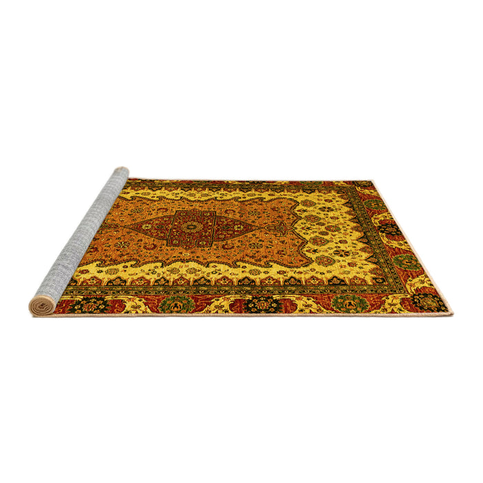Sideview of Machine Washable Abstract Yellow Modern Rug, wshabs4184yw