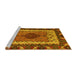 Sideview of Machine Washable Abstract Yellow Modern Rug, wshabs4184yw