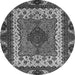 Round Machine Washable Abstract Gray Modern Rug, wshabs4184gry