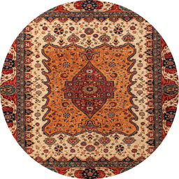 Round Abstract Saffron Red Modern Rug, abs4184