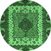 Round Abstract Emerald Green Modern Rug, abs4184emgrn