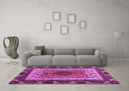 Machine Washable Abstract Purple Modern Area Rugs in a Living Room, wshabs4184pur