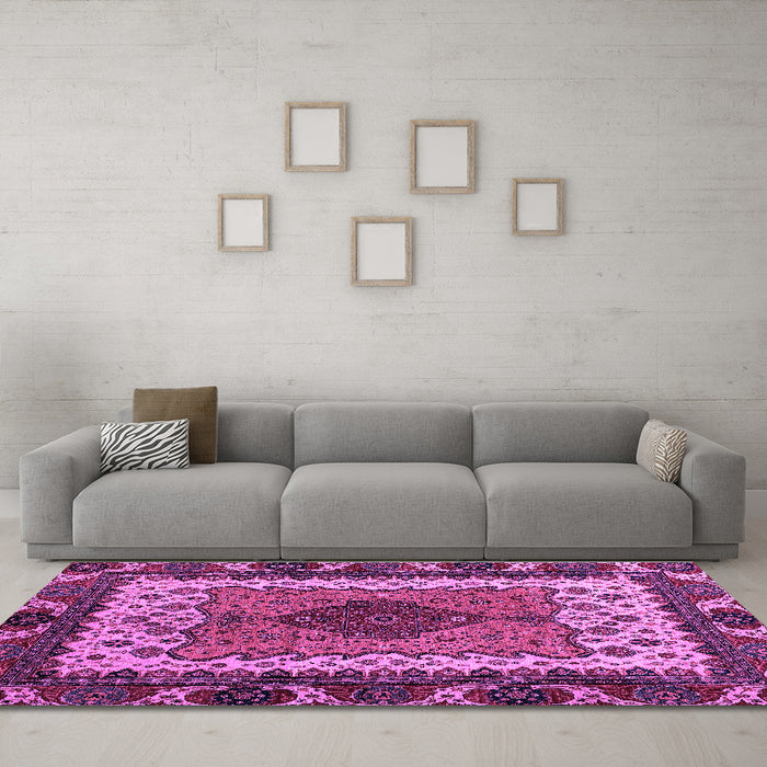 Machine Washable Abstract Purple Modern Area Rugs in a Living Room, wshabs4184pur