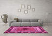 Machine Washable Abstract Pink Modern Rug in a Living Room, wshabs4184pnk