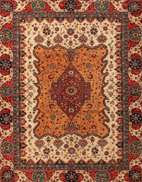 Machine Washable Abstract Saffron Red Rug, wshabs4184