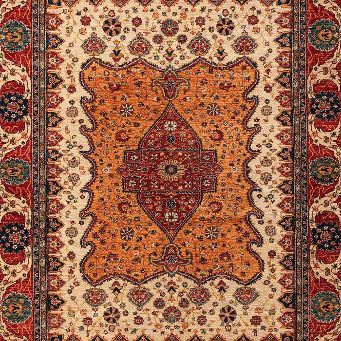 Machine Washable Abstract Saffron Red Rug, wshabs4184