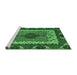 Sideview of Machine Washable Abstract Emerald Green Modern Area Rugs, wshabs4184emgrn