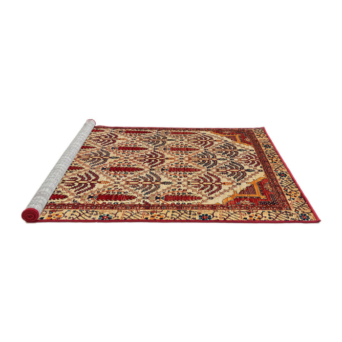 Sideview of Machine Washable Abstract Tomato Red Rug, wshabs4185