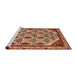 Sideview of Machine Washable Abstract Tomato Red Rug, wshabs4185