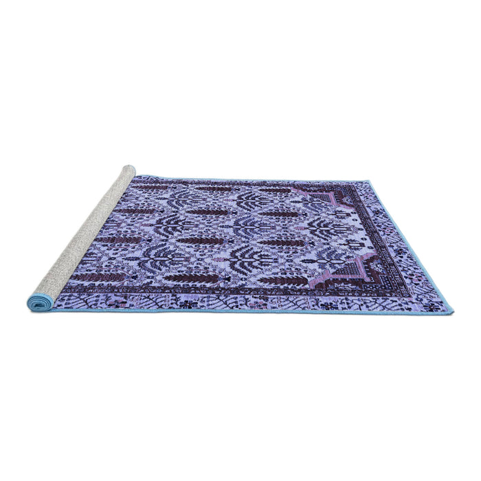 Sideview of Machine Washable Abstract Blue Modern Rug, wshabs4185blu