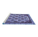 Sideview of Machine Washable Abstract Blue Modern Rug, wshabs4185blu