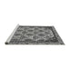 Sideview of Machine Washable Abstract Gray Modern Rug, wshabs4185gry