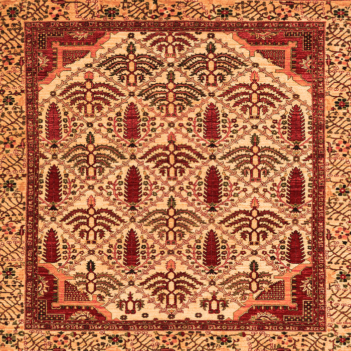 Square Machine Washable Abstract Orange Modern Area Rugs, wshabs4185org