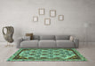 Machine Washable Abstract Turquoise Modern Area Rugs in a Living Room,, wshabs4185turq