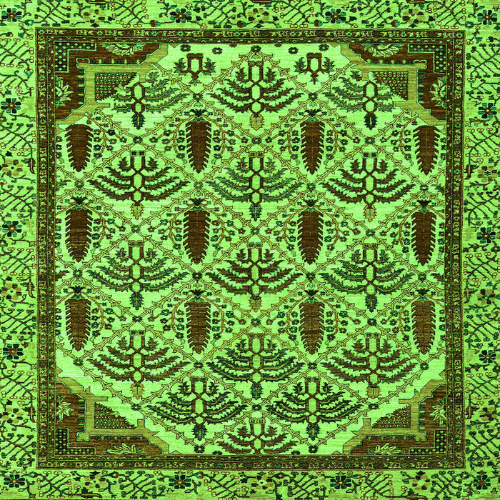 Square Machine Washable Abstract Green Modern Area Rugs, wshabs4185grn