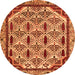 Round Machine Washable Abstract Orange Modern Area Rugs, wshabs4185org