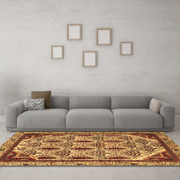 Machine Washable Abstract Brown Modern Rug in a Living Room,, wshabs4185brn