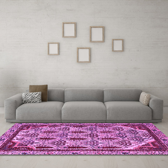 Machine Washable Abstract Purple Modern Area Rugs in a Living Room, wshabs4185pur