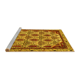 Sideview of Machine Washable Abstract Yellow Modern Rug, wshabs4185yw