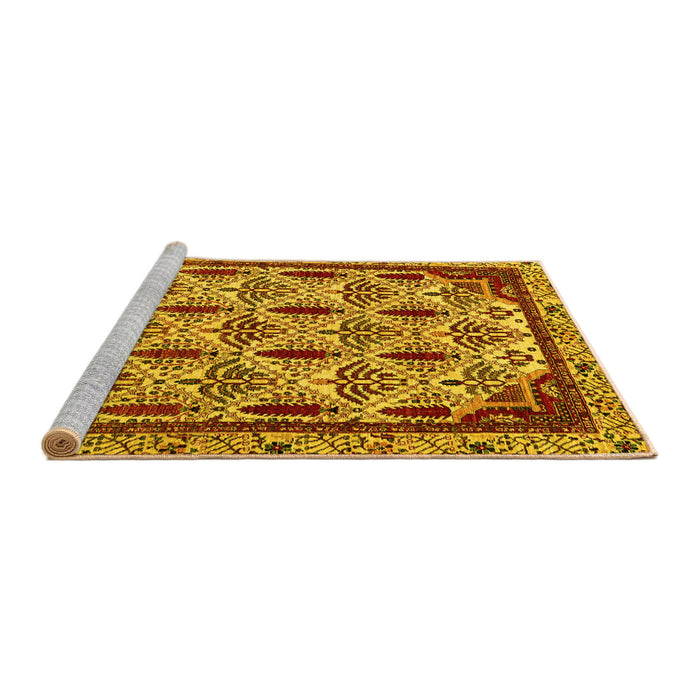 Sideview of Machine Washable Abstract Yellow Modern Rug, wshabs4185yw