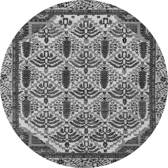 Round Machine Washable Abstract Gray Modern Rug, wshabs4185gry