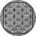 Round Machine Washable Abstract Gray Modern Rug, wshabs4185gry