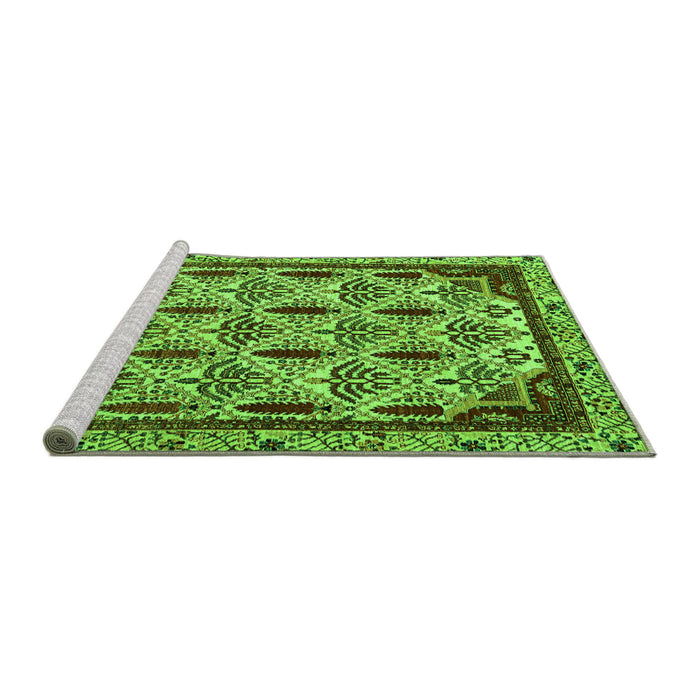 Sideview of Machine Washable Abstract Green Modern Area Rugs, wshabs4185grn