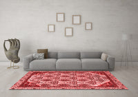 Machine Washable Abstract Red Modern Rug, wshabs4185red