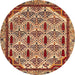 Round Abstract Red Modern Rug, abs4185