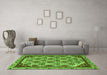 Machine Washable Abstract Green Modern Area Rugs in a Living Room,, wshabs4185grn