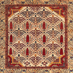 Square Machine Washable Abstract Tomato Red Rug, wshabs4185