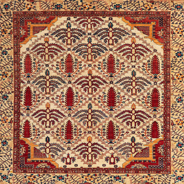 Square Machine Washable Abstract Tomato Red Rug, wshabs4185