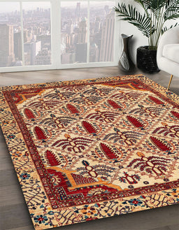 Machine Washable Abstract Tomato Red Rug in a Family Room, wshabs4185