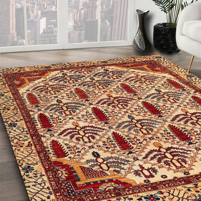 Machine Washable Abstract Tomato Red Rug in a Family Room, wshabs4185