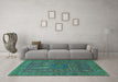 Machine Washable Abstract Turquoise Modern Area Rugs in a Living Room,, wshabs4186turq