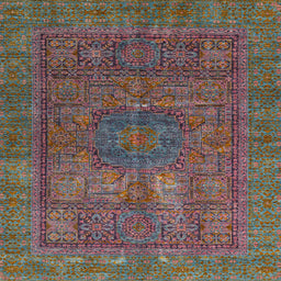 Square Abstract Chestnut Brown Modern Rug, abs4186