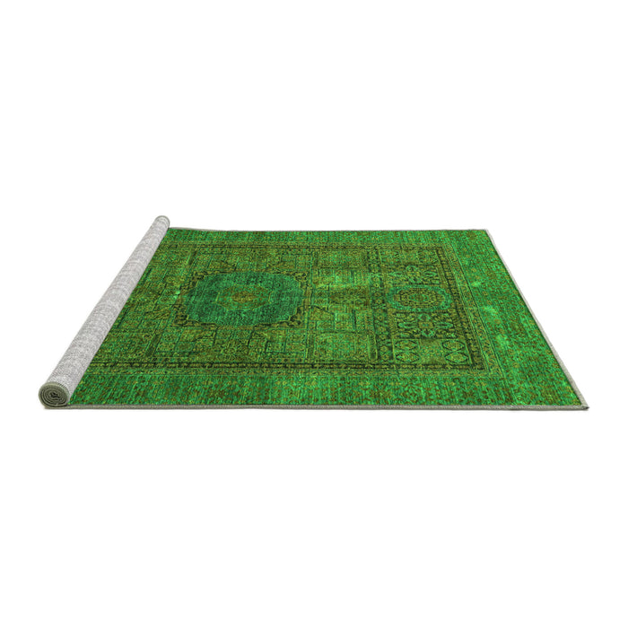 Sideview of Machine Washable Abstract Green Modern Area Rugs, wshabs4186grn