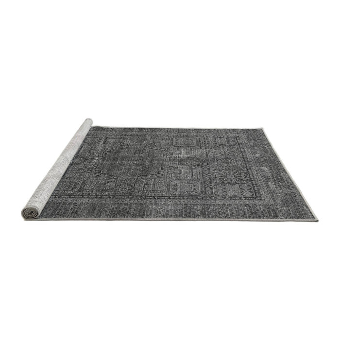 Sideview of Machine Washable Abstract Gray Modern Rug, wshabs4186gry
