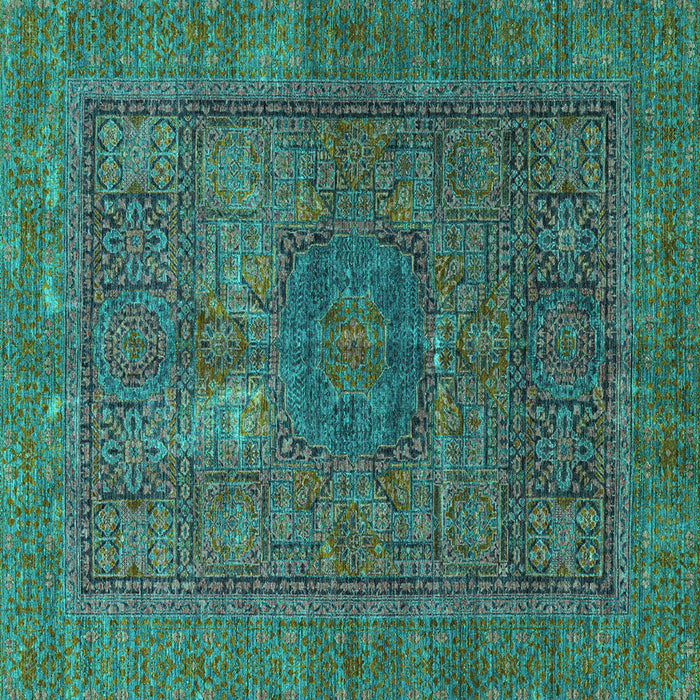 Square Abstract Turquoise Modern Rug, abs4186turq